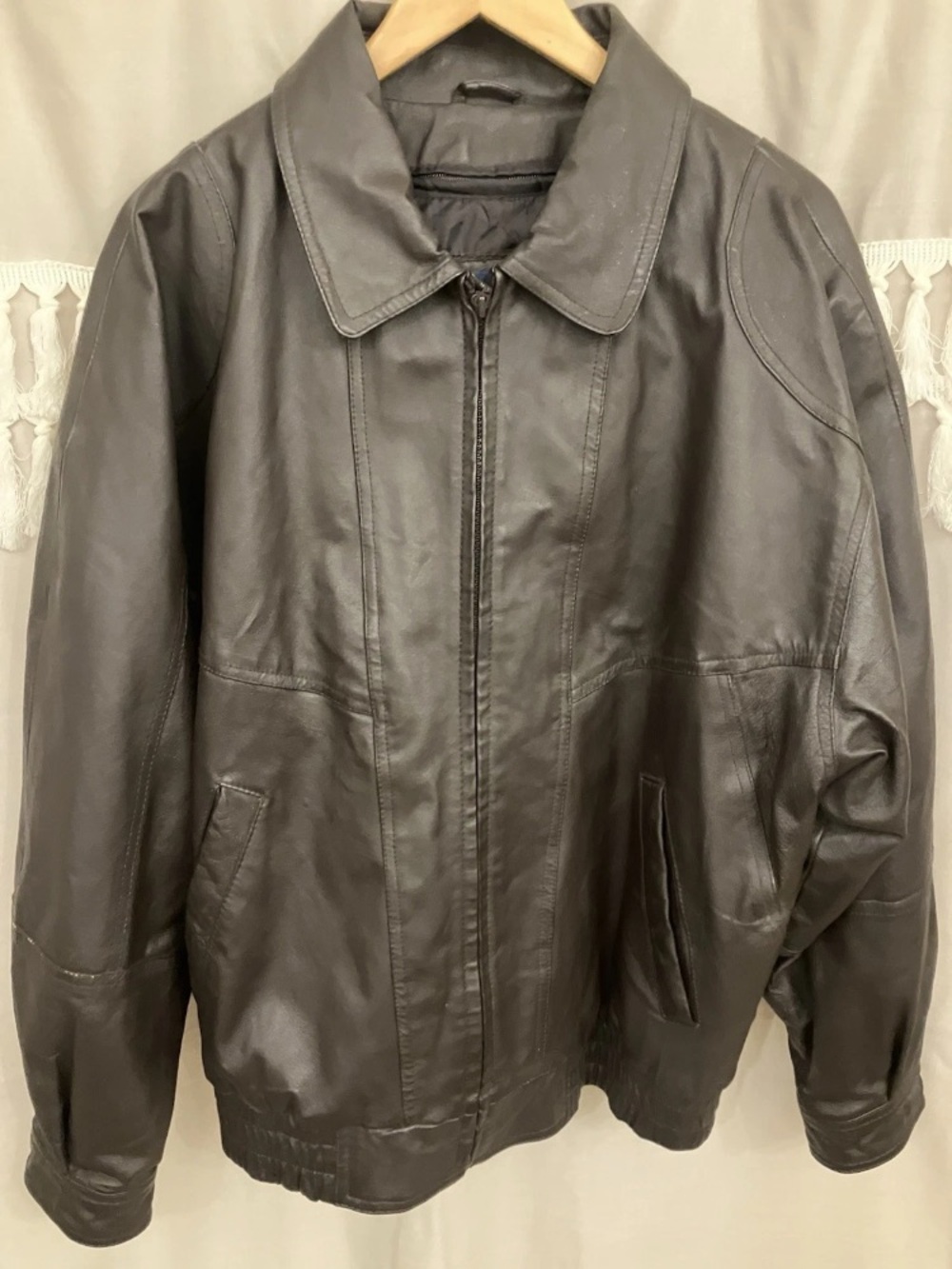 Towncraft Men's Dark Brown Leather Bomber Jacket